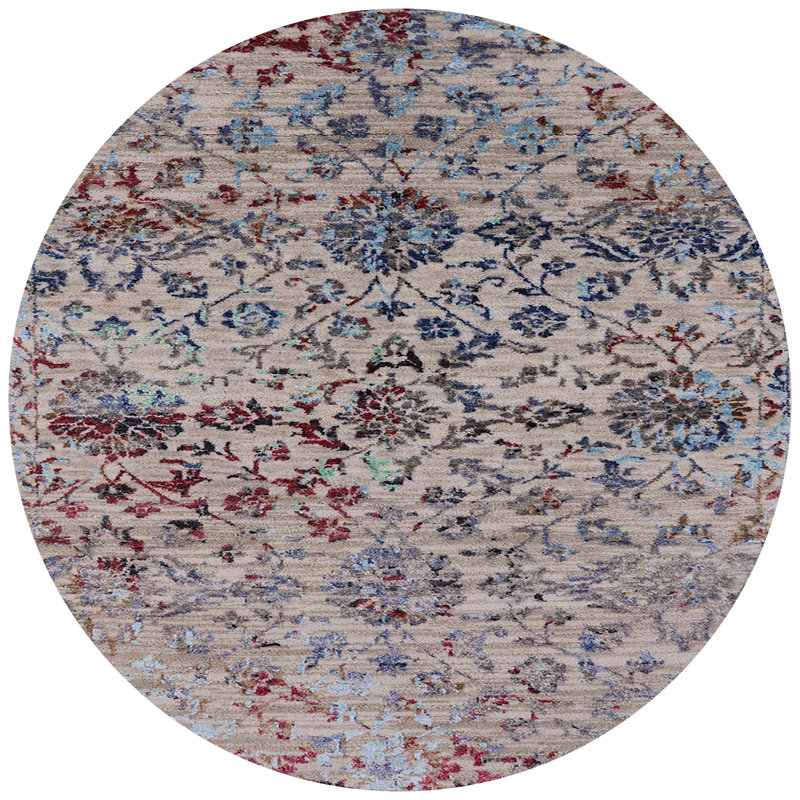 Floral Indoor Rug, Round 7'