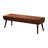 Mid - Century Modern Tufted Genuine Leather Bench with Solid Wood Legs-1811132830