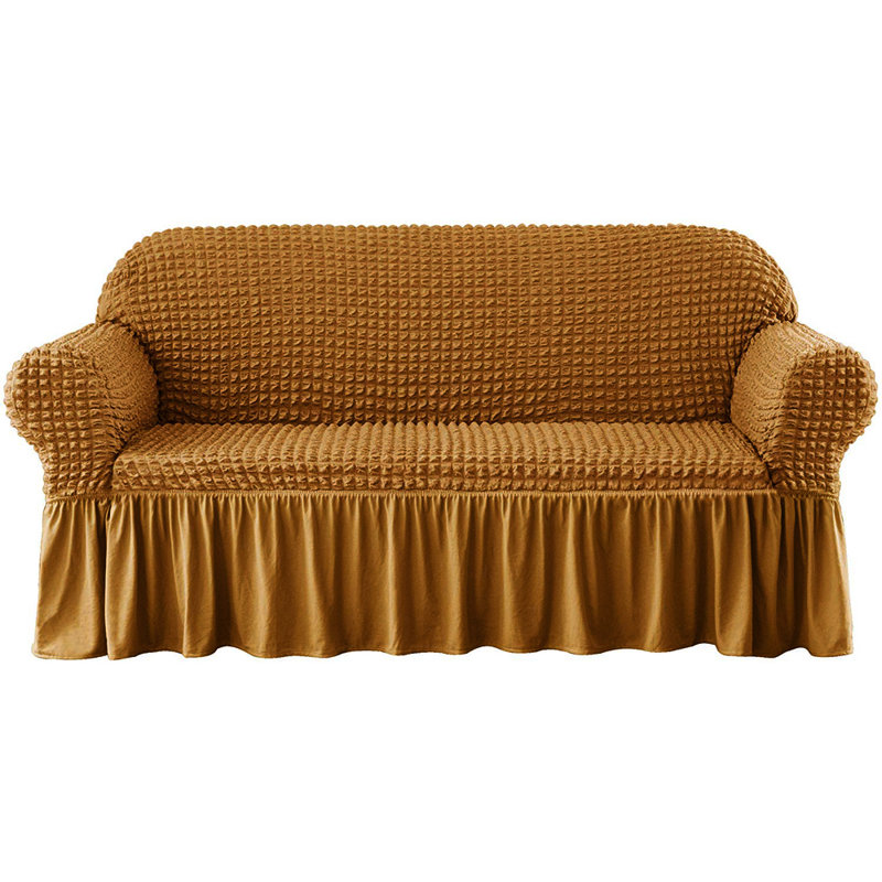 Housse pour canapé à coussins carrés / rectangulaires Bubble, H 55 po x l 91 po x P 40 po, Mélange de polyester brun clair
