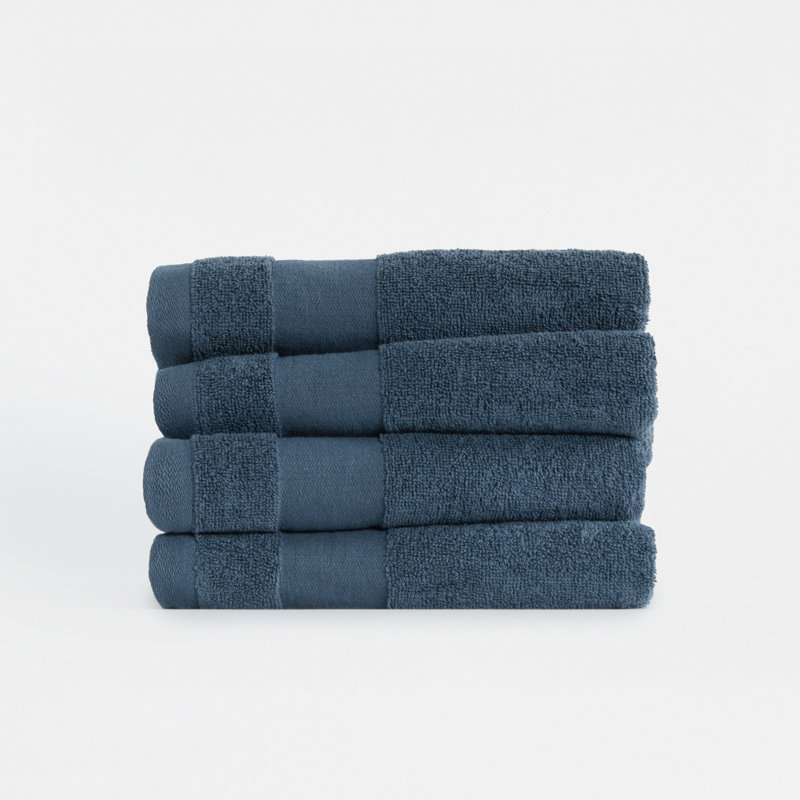 Ensemble de 4 essuie-mains 100% coton, Bleu marine