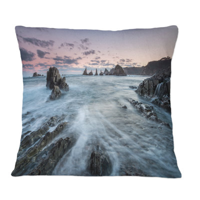 Coussin décoratif à imprimé nautique et côtier The Sunset Sunset Of The Beaches Of Asturias II