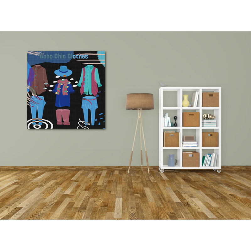 " Boho Chic Clothes I ", 12" H x 12" W x 1.5" D