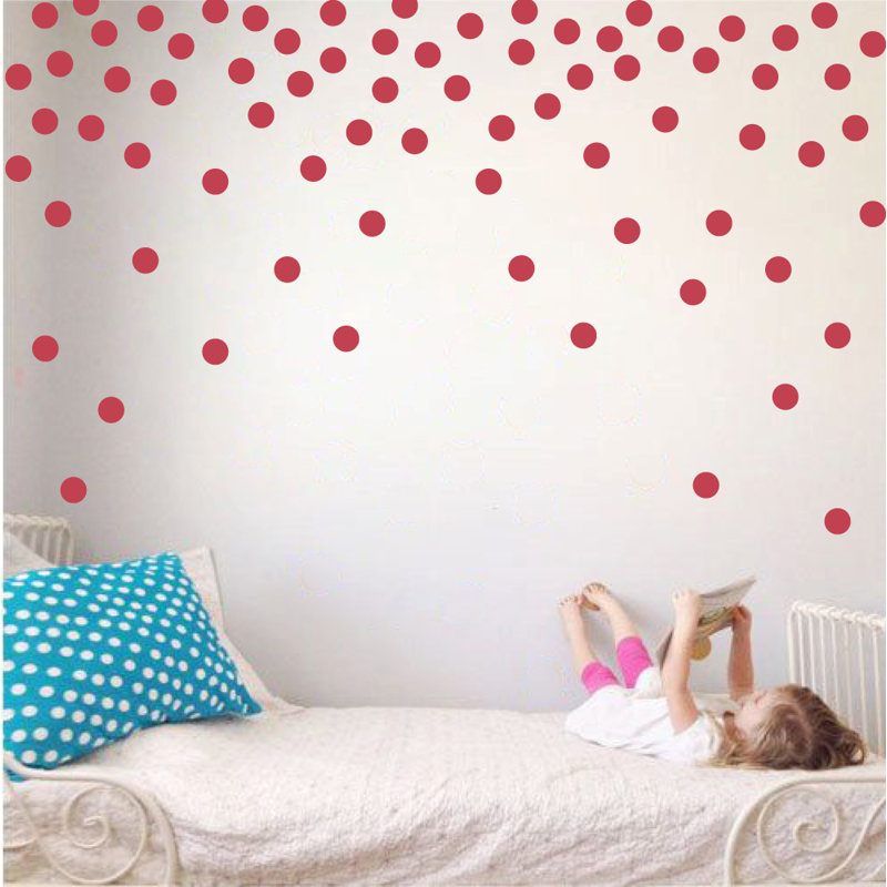 Adhésif décoratif à pois, Rouge Dahlia, H 24 po x l 39 po x P 0,01 po