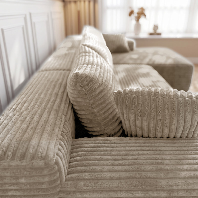 Canapé modulaire 95 po K, Velours côtelé kaki