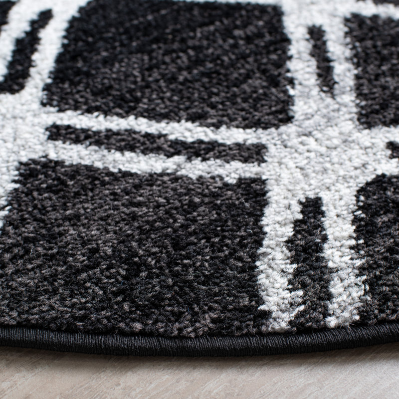 Tapis noir / gris clair Jahzarra, Carré de 6 pi