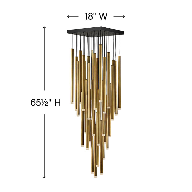 Harmony 36-Light Adjustable Modern Pendant w/ Integrated LED, Heritage Brass