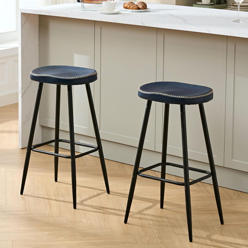 Tabourets de bar en simili cuir sans dossier pour îlot de cuisine (ensemble de 2), Tabouret de bar (hauteur du siège 28 po)