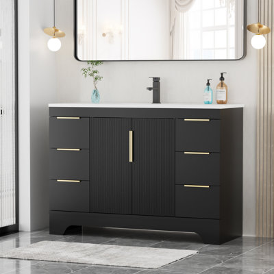 Ensemble de meuble-lavabo simple 48 po avec comptoir en résine Skeen, robinet, assemblage requis