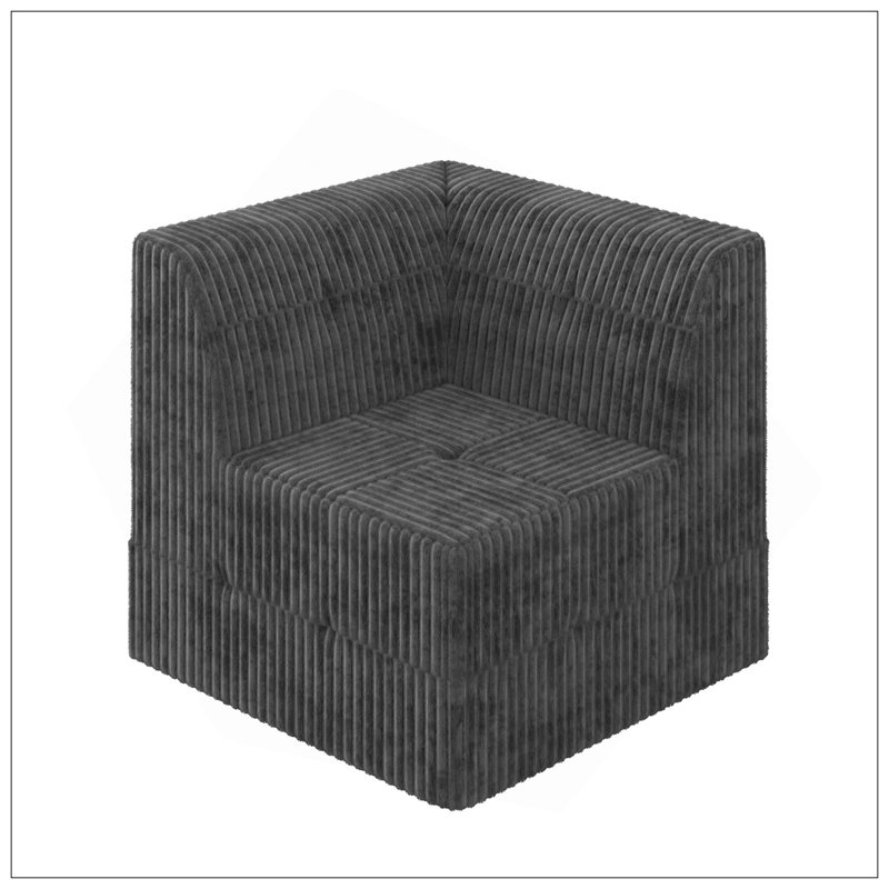 Canapé d'angle Canapé modulaire compressé Canapé en velours côtelé de style minimaliste moderne, Gris