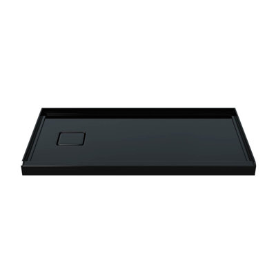 Receveur de douche en acrylique noir 60 po x 32 po, seuil simple, bonde à gauche, antidérapant, fini résistant aux égratignures