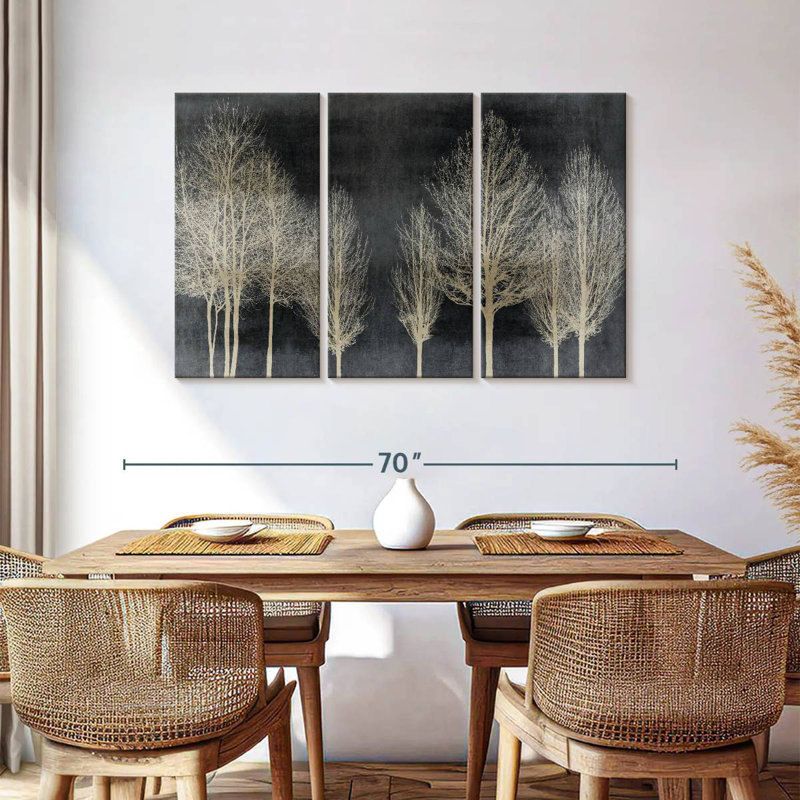 Harnek Trees On Dark Gray, 36" H x 57" W