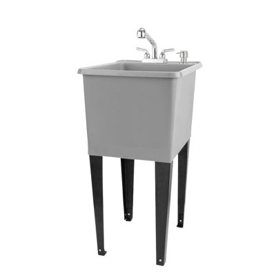 17.75 In. X 23.25 In. Freestanding Space Saver Utility Sink Pull-Out Faucet, Soap Dispenser