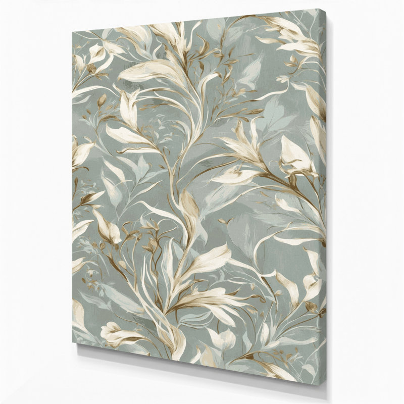 «Abstract Florals 24», art mural sur toile grise, H 14 po x l 11 po