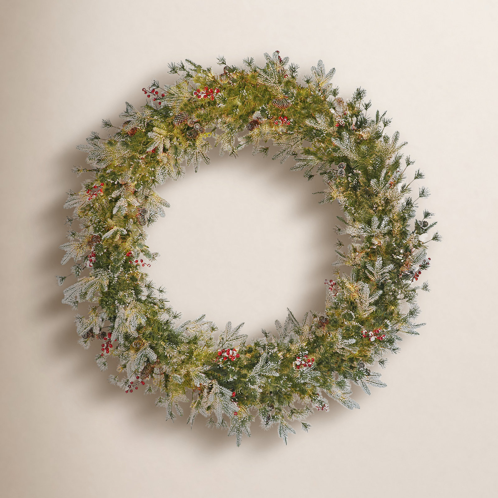 60'' Faux Pine Lighted Wreath