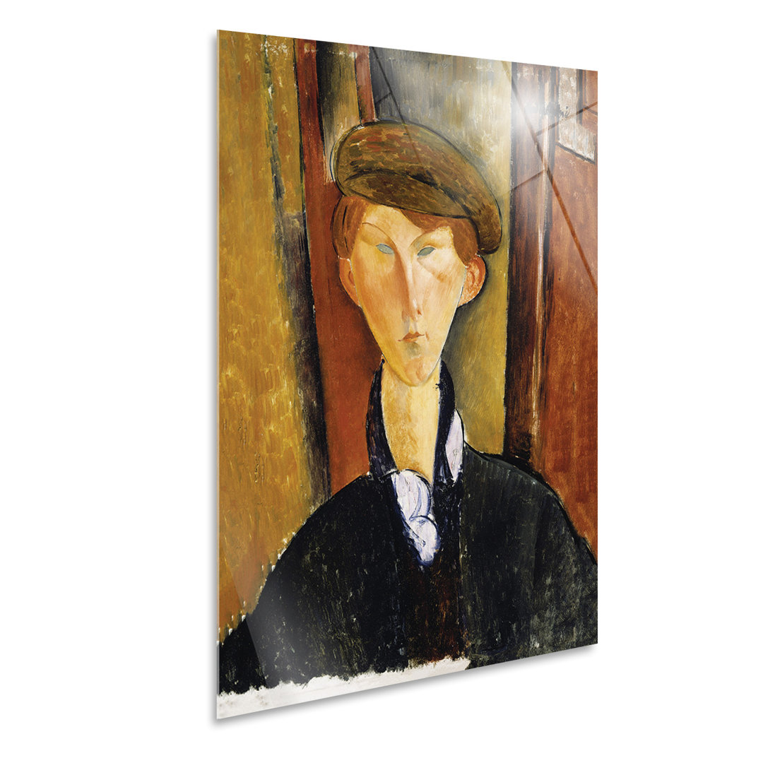 Acrylbild Junger Mann mit Hut-von Amedeo Modigliani