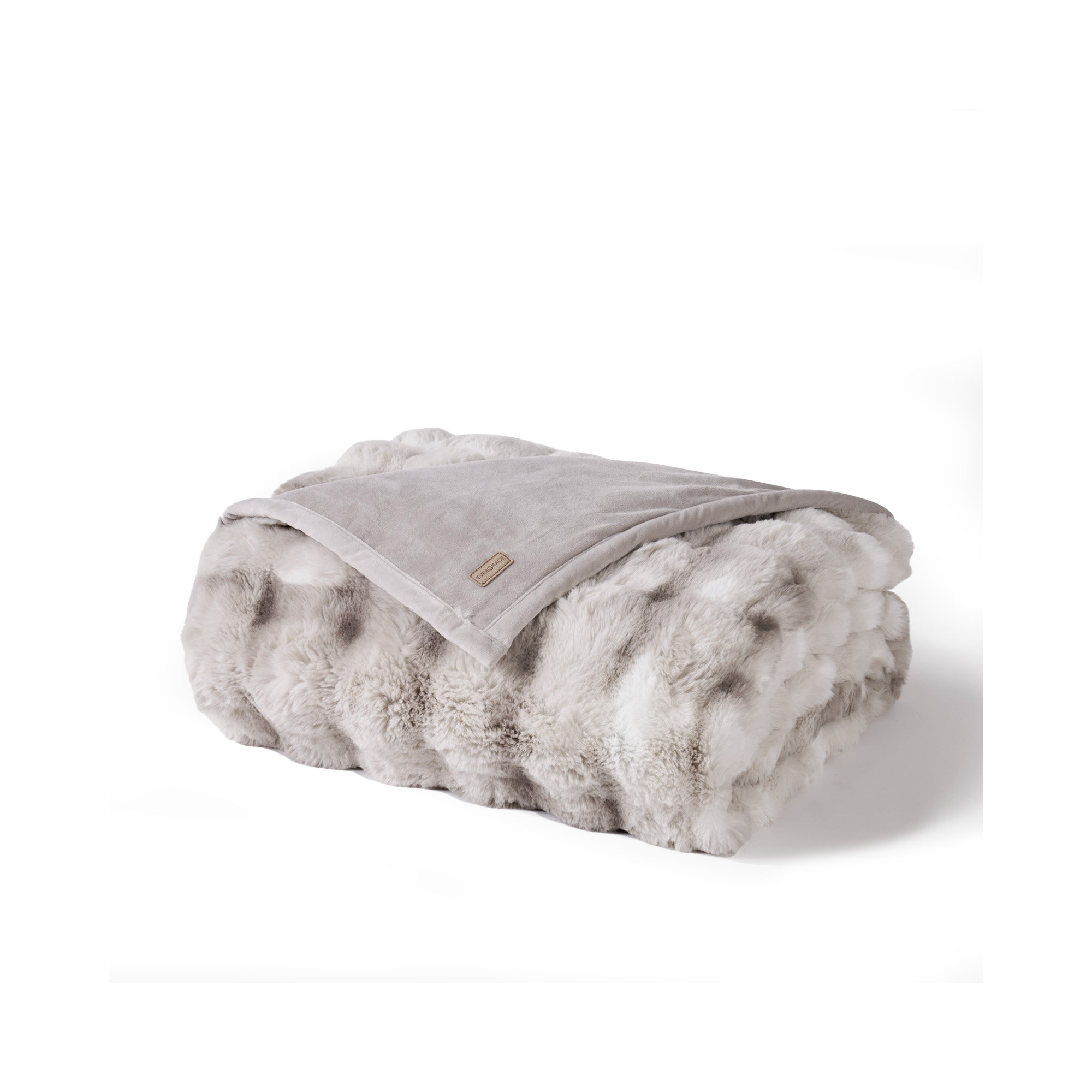 Ridgeline Faux Fur Throw Blanket, 80" L x 60" W, Light Gray
