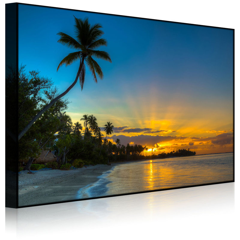 Palms On The Beach by No - Wrapped Canvas Print, 60cm H x 80cm W x 4.5cm D, Without lighting