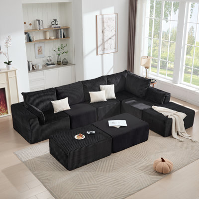 Canapé modulaire surdimensionné en U en velours côtelé avec repose-pieds 8 pièces 8 pièces