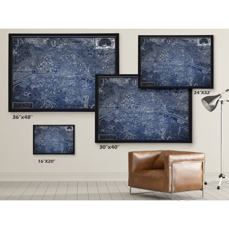 Parisian S croquis de carte - Impression sur toile, H 24 po x l 32 po x P 1,5 po