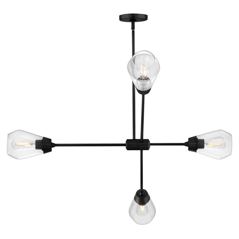 Lustre spoutnik articulé convertible 4 lumières Livie, Noir, noir, noir, noir