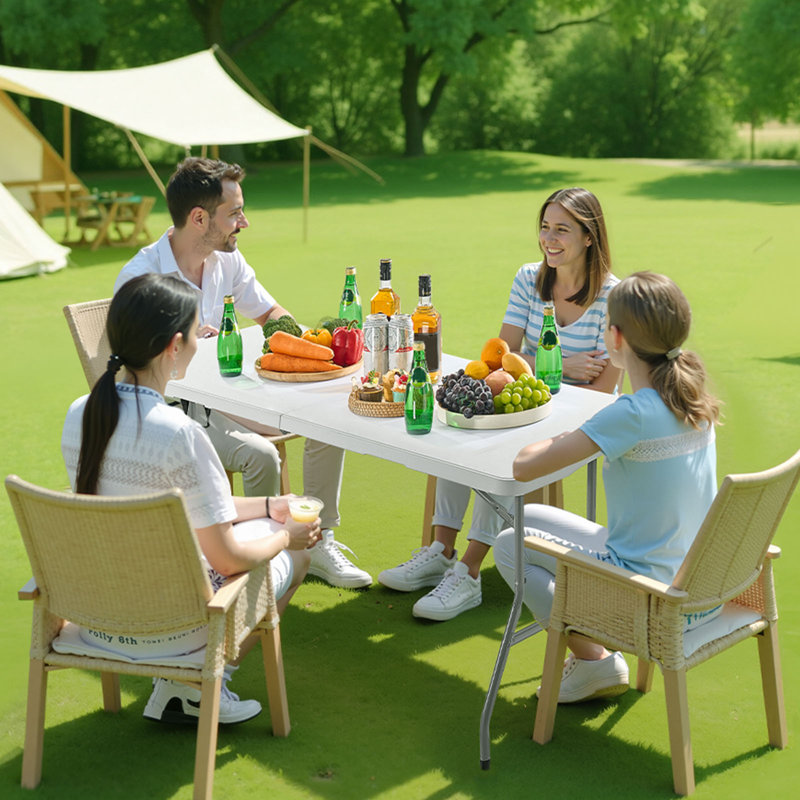 Table pliante en plastique, Blanc, H 28,7 po x L 70,9 po x P 27,6 po