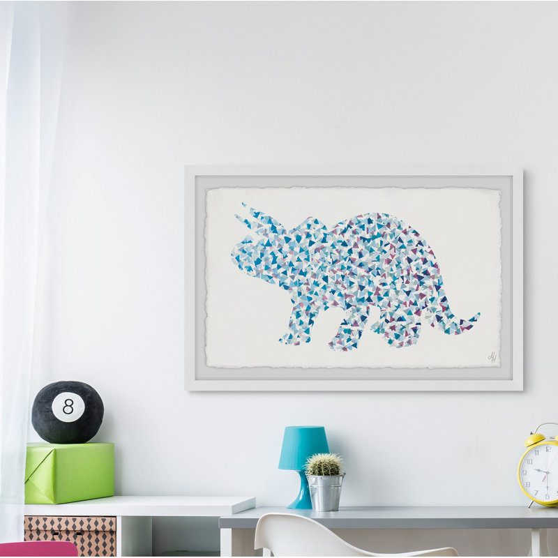 Plinio Patterned Triceratops Framed Print, 20" H x 30" W x 1.5" D