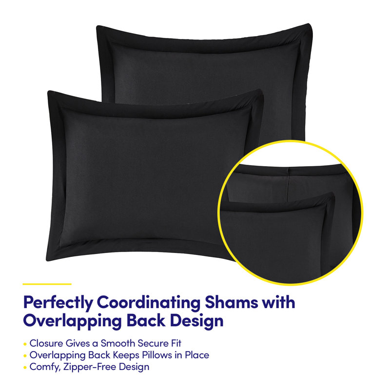 8 Piece Quilted Solid Stripe Comforter, Sheet Set And Mattress Protector Bedding Bundle, Full, Black
