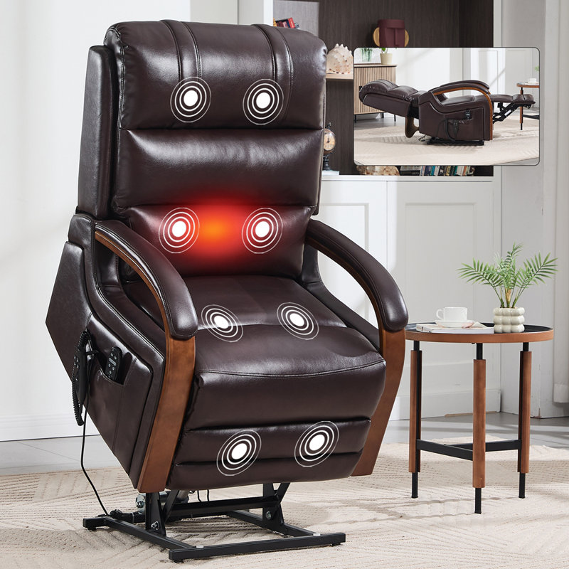 Fauteuil inclinable électrique Power Leatheraire, Marron foncé