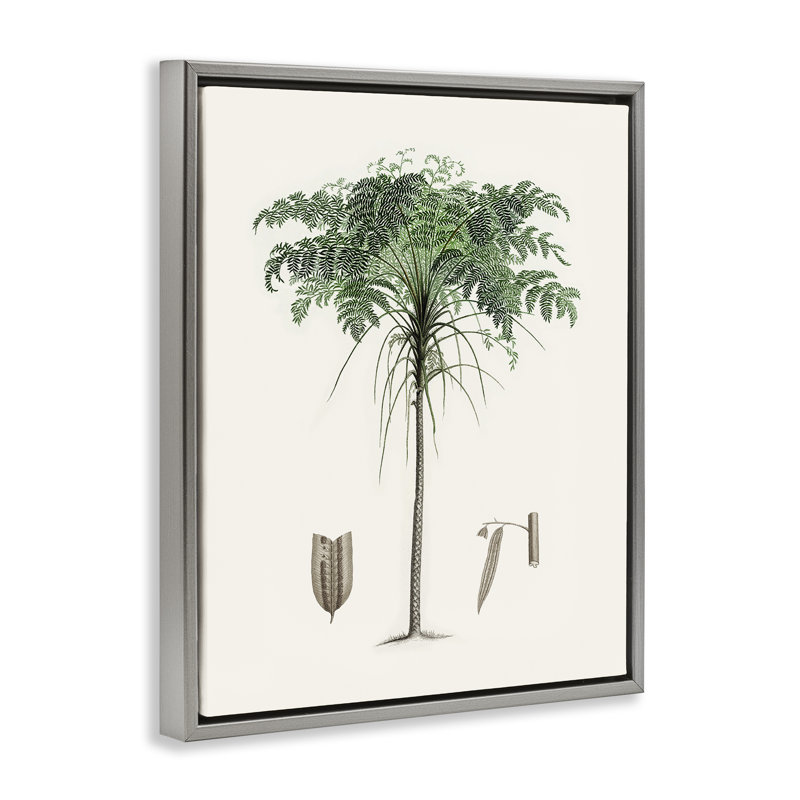 Cadre flottant rétro avec feuilles de palmier, design par Val Rhodes, H 21 po x l 17 po, Cadre flottant gris lustré