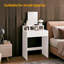 Dressing Table with Large Mirror, Vanity Table with 2 Drawers and 3 Compartments, Makeup Table, Modern, White