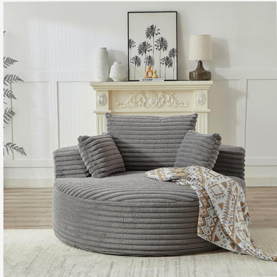 Canapé-lit simple en éponge de 55 pi en velours côtelé, sans assemblage requis, fauteuil-lit moderne moelleux pour le salon, la chambre à coucher, le salon et la salle de projection (pas de fauteuil pivotant).