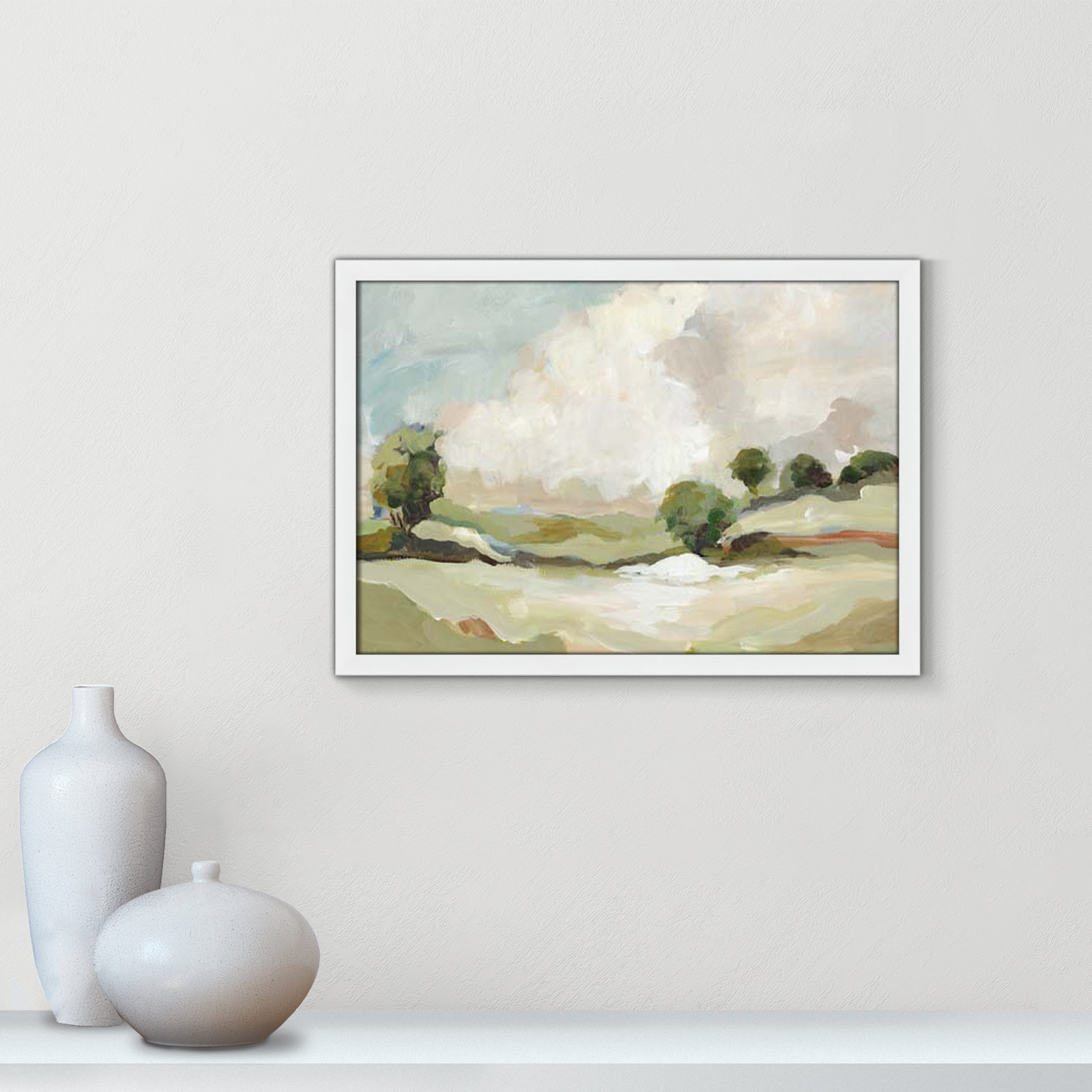 Pastoral Land by Allison Pearce, 17" H x 23" W x 1.25" D, White