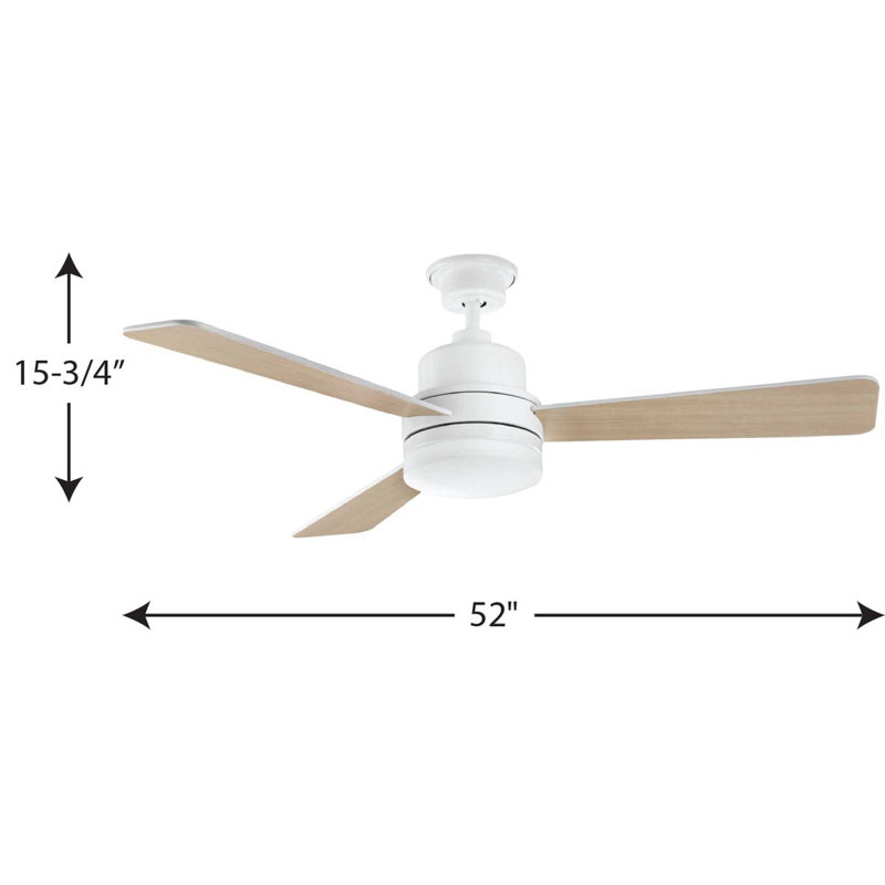 Trevina 52" White LED Ceiling Fan with Reversible Natural Cherry/White, White, Natural Cherry, White