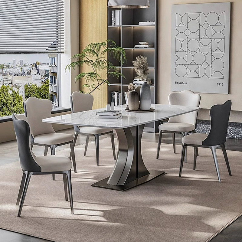 Picture colour Rectangular Sintered Stone tabletop Dining Table, 29.53"H x 51.18"L x 31.5"W