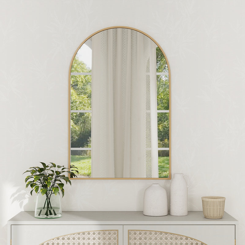 Aluminium Framed Arch Wall Mirror, Gold