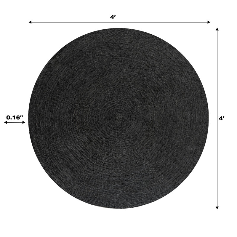 Tapis rond noir en jute tressé Zara, Rond 4 pi