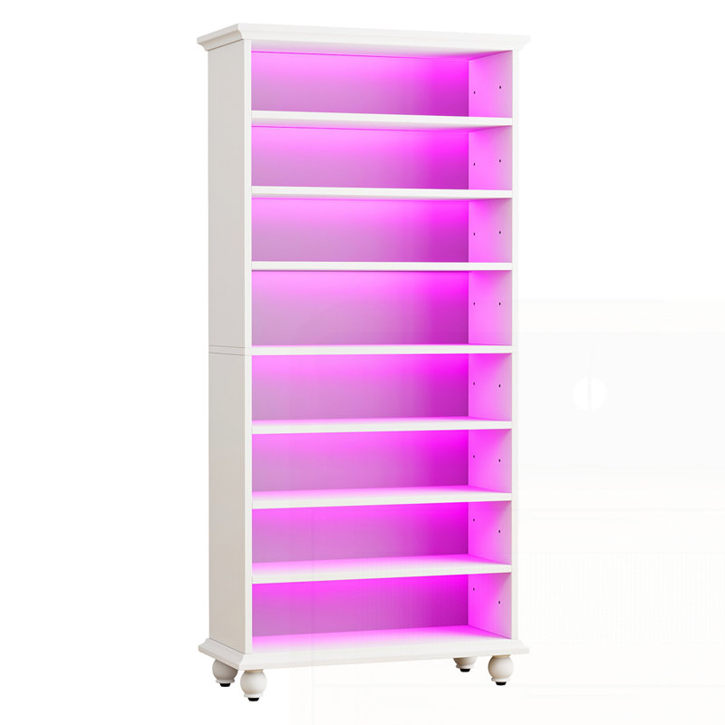 Armoire de rangement pour chaussures 28,35 po à 8 niveaux avec bande lumineuse DEL