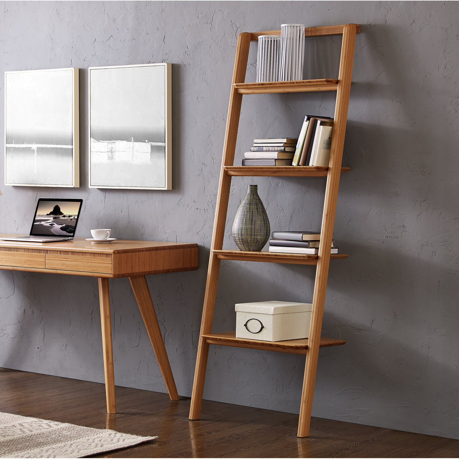 Lacey Narrow Ladder Bookcase, Caramelized