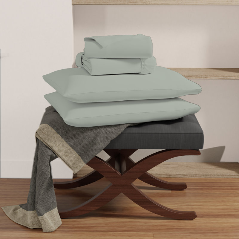 Sustainable 100% Organic Cotton Breathable & Lightweight Deep Pocket Sheet Set, King, Light Green