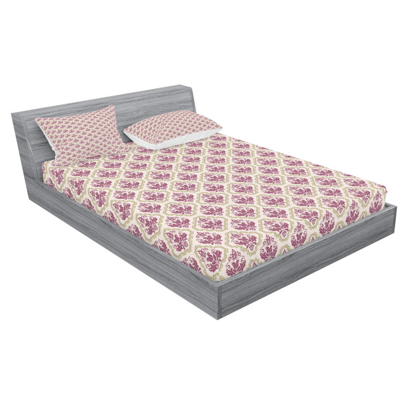 Microfiber Damask Sheet Set, Full Sheet Set with Fitted Sheet
