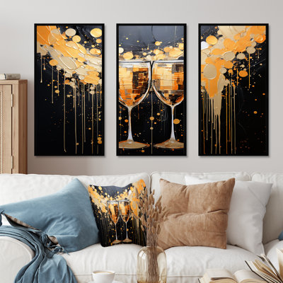 Gold And Black Champagne Essence  Champagne Wall Art