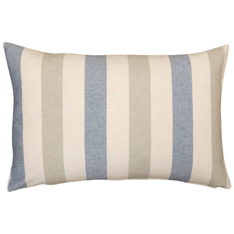 Striped Blue Cushion, 58x38cm, Feather filled