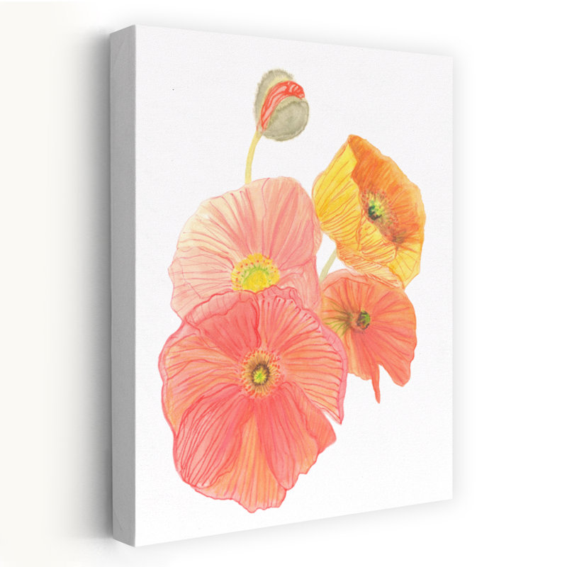 Art contemporain coquelicot, H 24 po x l 16 po