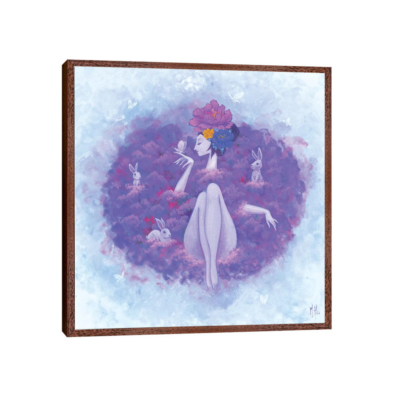 Flower Bath Blossom by Martin Hsu - Painting on Canvas, 66.04 cm H x 66.04 cm W, Classic Brown Wood Framed