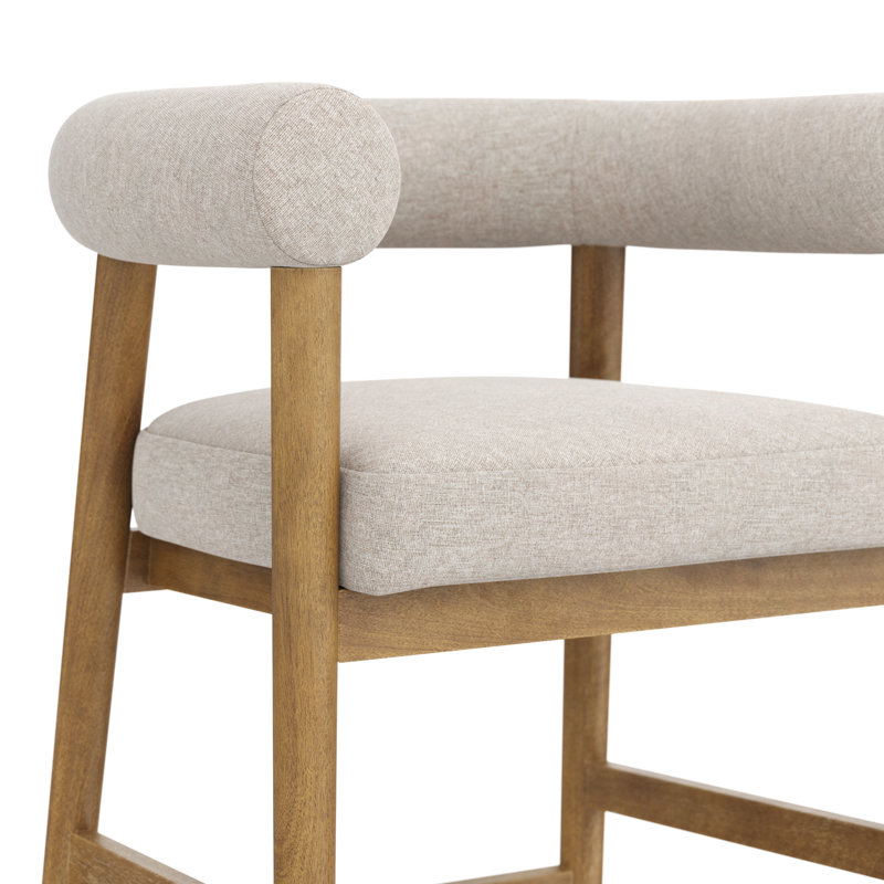 Tabouret de bar avec pieds en bois massif et dossier courbé, ensemble de 2, 2