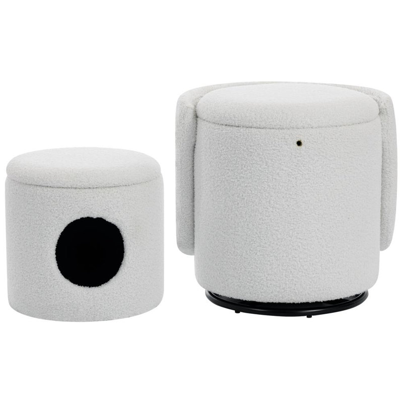 19" Upholstered Vanity Stool with Swivel