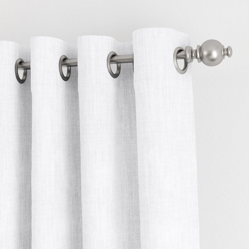 100% Blackout Textured Linen-Blend Grommet Curtain Set, White, 50" W x 96" L