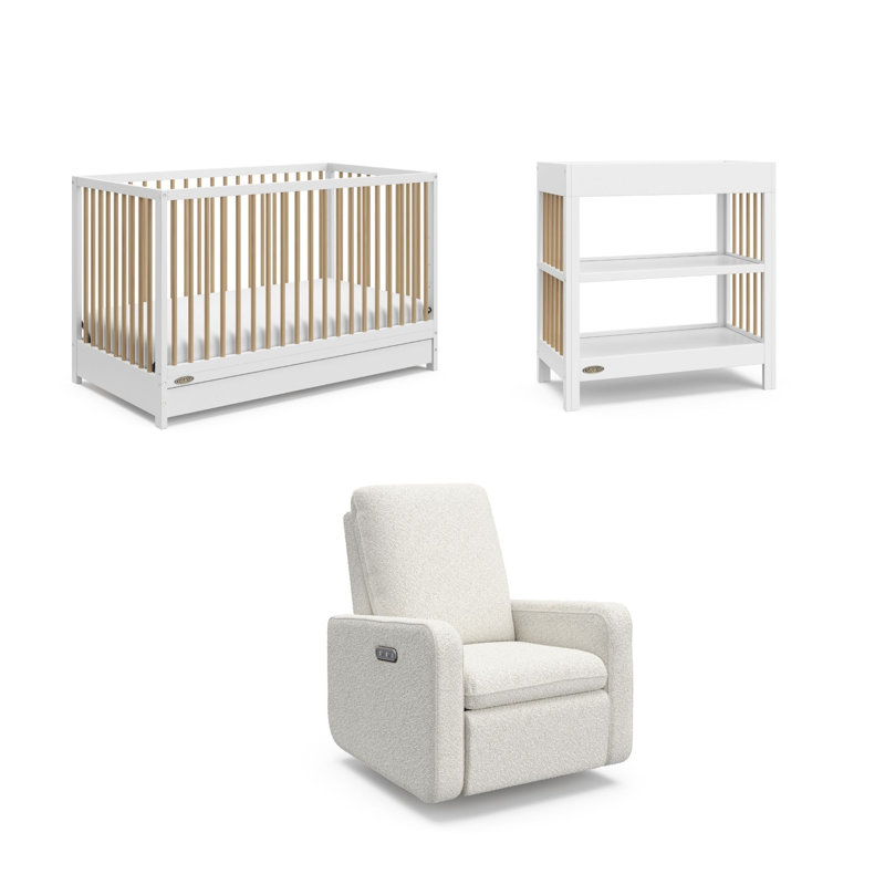 Ensemble de lit de bébé convertible 5 en 1 avec tiroir, table à langer et fauteuil inclinable électrique Graco Teddi