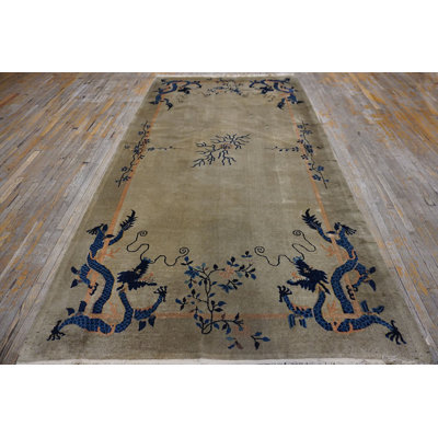 Tapis de couloir couloir rectangulaire en ivoire chinois antique 1925