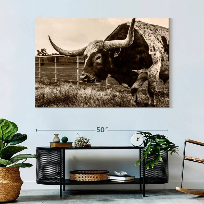 Brampt Sepia Longhorn, 34" H x 51" W